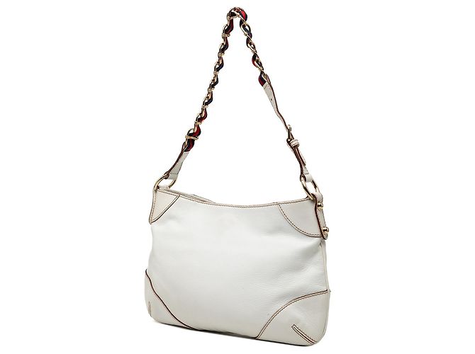 Borsa a tracolla Gucci White Calfskin Web Capri Ranch Kid Bianco - vista 2