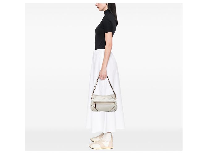Borsa a tracolla Gucci White Calfskin Web Capri Ranch Kid Bianco - vista 7