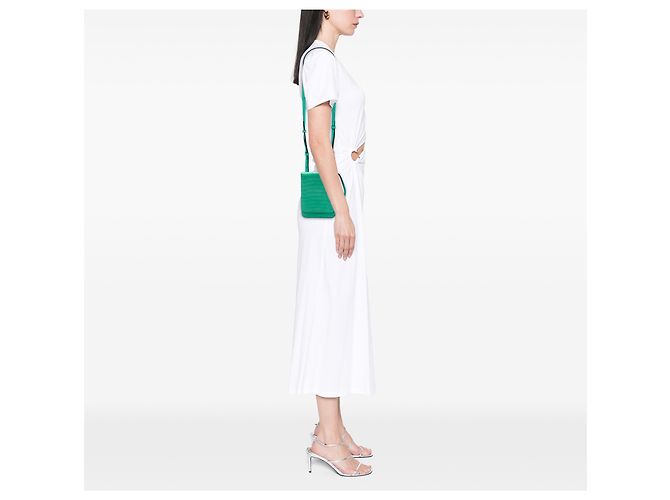 LOEWE Green Croc Embossed Leather Anagram Gusset Flat Crossbody - view 6