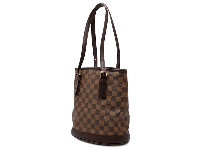 Bucket Louis Vuitton Marrone Damier Ebene Marais - vista 2