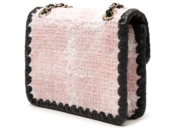 Chanel Pink Mini Calfskin Braided Quilted Tweed My Own Frame Flap Rosa - vista 2