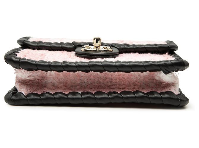 Chanel Pink Mini Calfskin Braided Quilted Tweed My Own Frame Flap Rosa - vista 3
