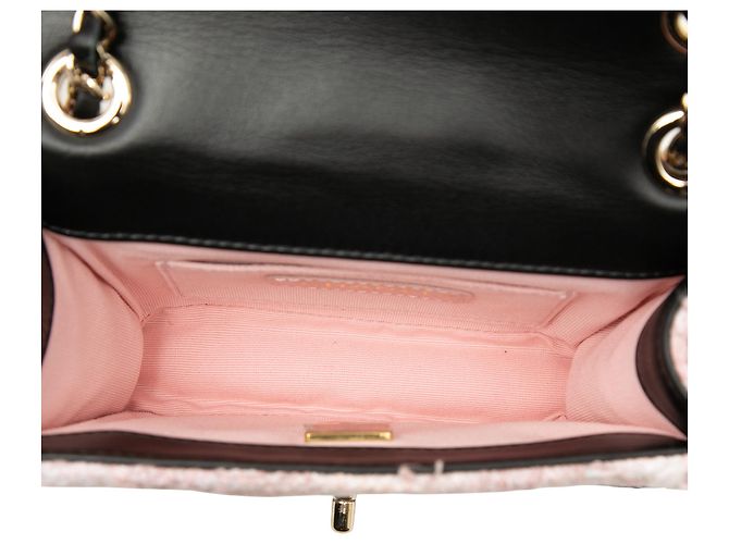 Chanel Pink Mini Calfskin Braided Quilted Tweed My Own Frame Flap Rosa - vista 4