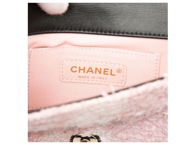 Chanel Pink Mini Calfskin Braided Quilted Tweed My Own Frame Flap Rosa - vista 5