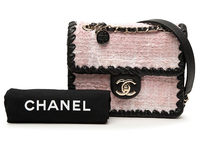 Chanel Pink Mini Calfskin Braided Quilted Tweed My Own Frame Flap Rosa - vista 7