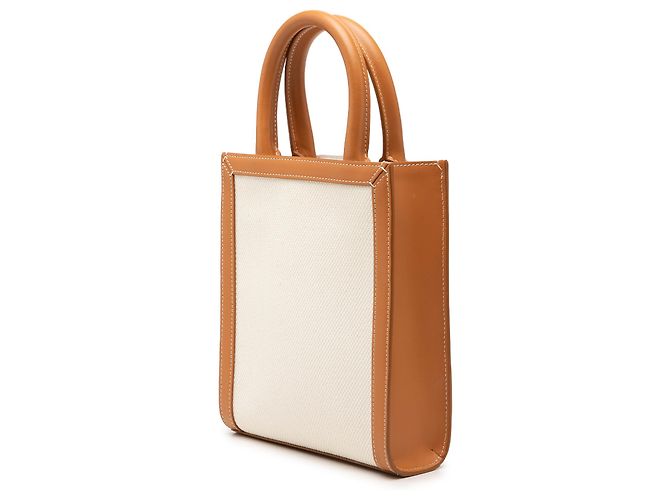 Cabas Céline Celine Tote Verticale Mini in Tela Marrone Beige - vista 2