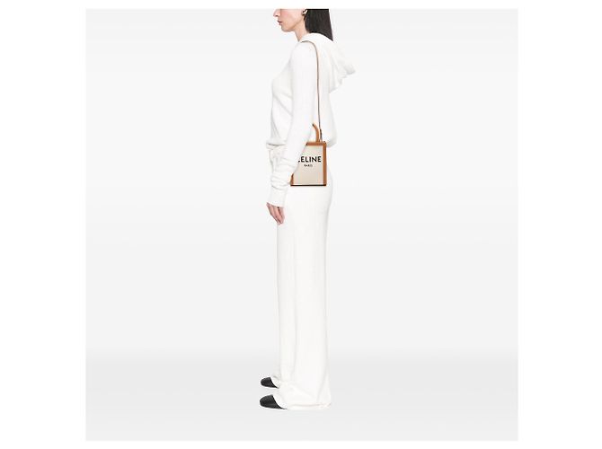 Cabas Céline Celine Tote Verticale Mini in Tela Marrone Beige - vista 7