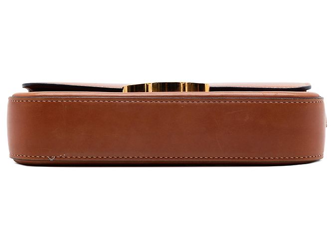 Céline Borsa a tracolla Claude in pelle di vitello lucida marrone Celine - vista 3