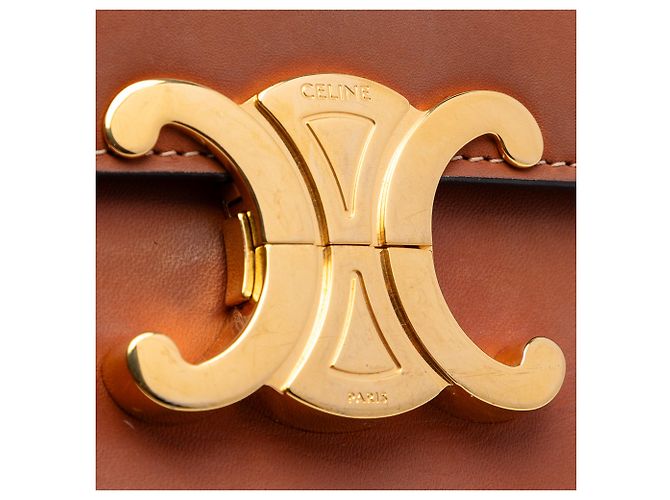 Céline Borsa a tracolla Claude in pelle di vitello lucida marrone Celine - vista 5