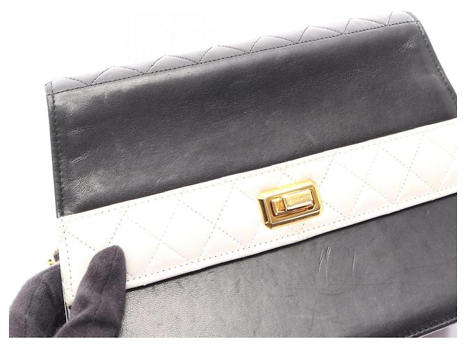 Borsa a Spalla Chanel Matelassé Nero Bianco - vista 14