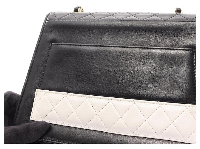 Borsa a Spalla Chanel Matelassé Nero Bianco - vista 17