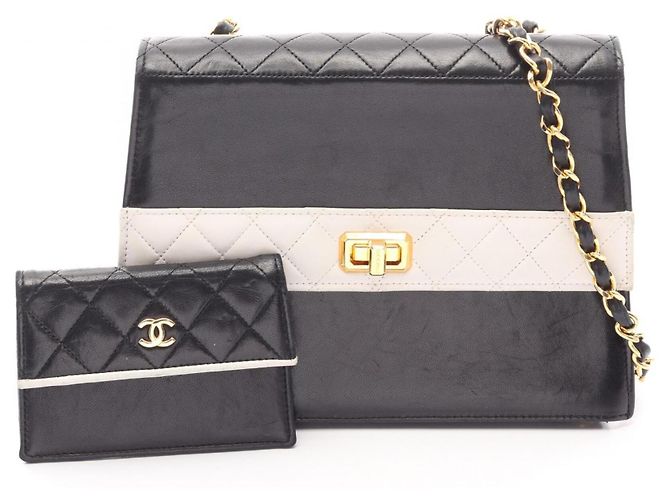 Borsa a Spalla Chanel Matelassé Nero Bianco - vista 6
