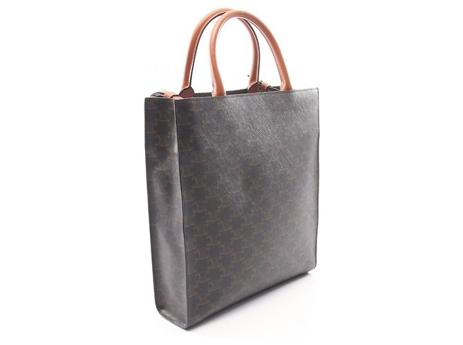 Céline Celine Small Vertical Cabas Triomphe Borsa Tote 2-Way Marrone Nero - vista 2