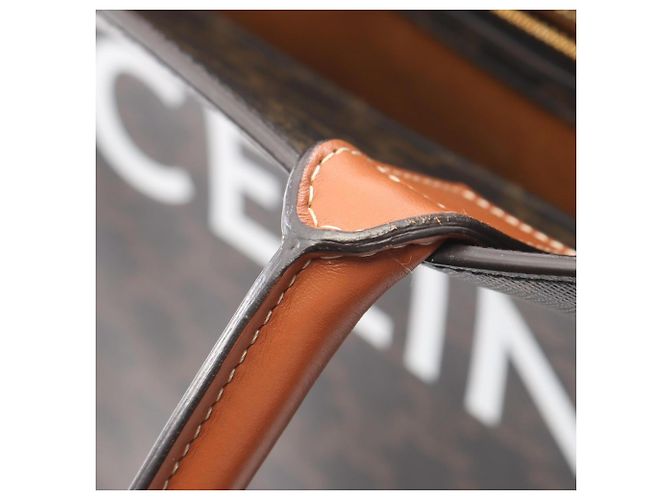 Céline Celine Small Vertical Cabas Triomphe Borsa Tote 2-Way Marrone Nero - vista 7