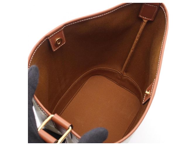 Céline Celine Small Bucket Triomphe Schultertasche Braun Weiß Beige - Ansicht 3