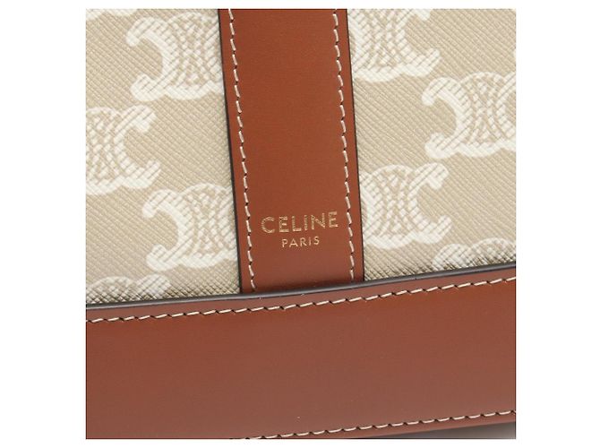 Céline Celine Small Bucket Triomphe Schultertasche Braun Weiß Beige - Ansicht 4