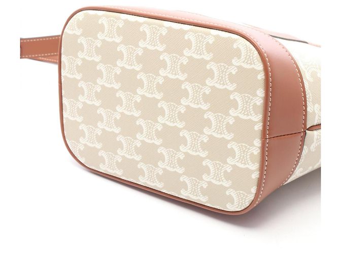Céline Celine Small Bucket Triomphe Schultertasche Braun Weiß Beige - Ansicht 5