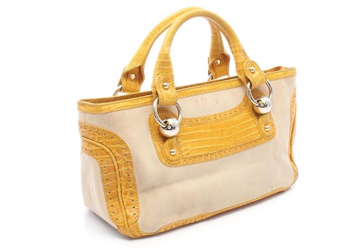 Céline Borsa a mano Celine Boogie Bag Embossed Beige Giallo - vista 2
