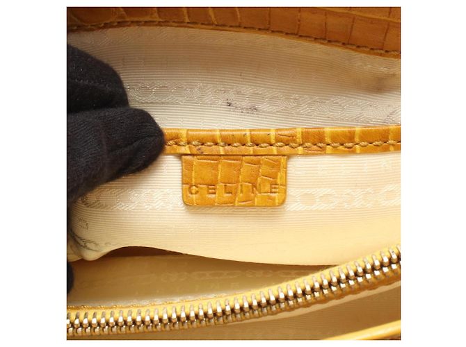 Céline Borsa a mano Celine Boogie Bag Embossed Beige Giallo - vista 4