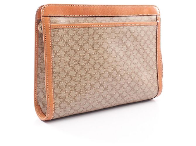 Céline Clutch Celine Macadam Marrone Beige - vista 2