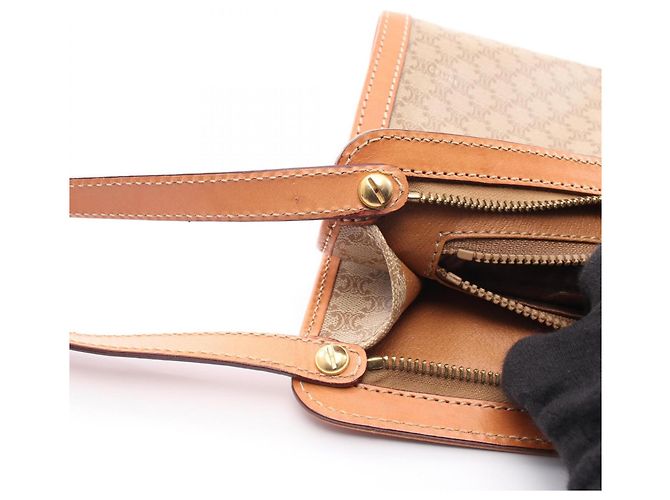 Céline Clutch Celine Macadam Marrone Beige - vista 8