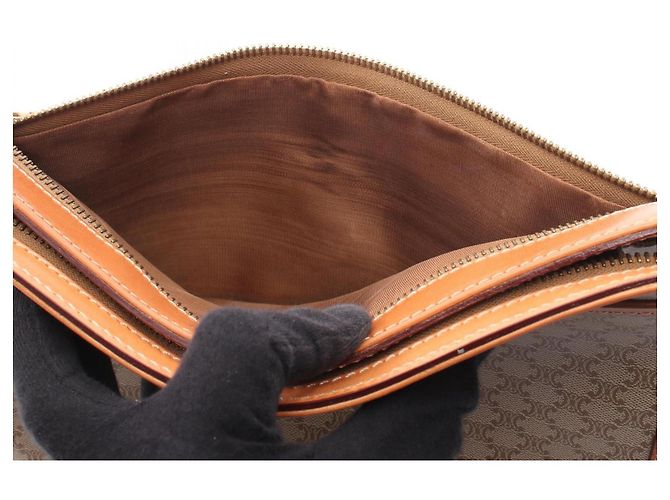 Céline Clutch Celine Macadam Marrone Beige - vista 9