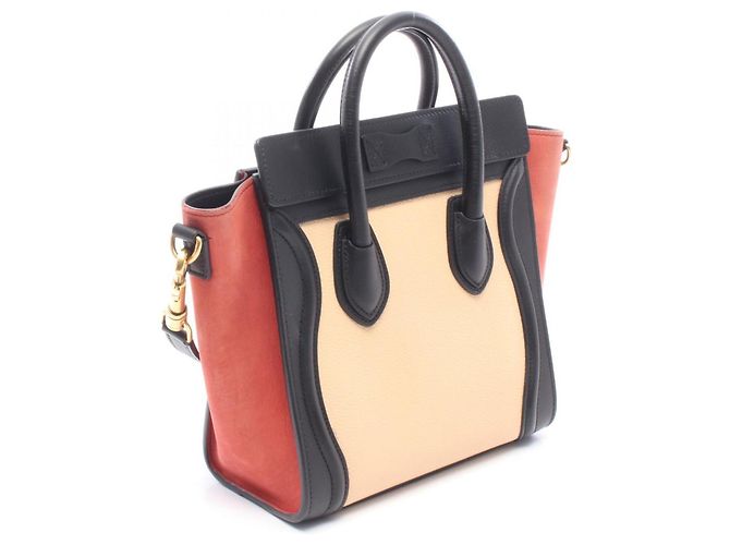 Céline Borsa 2-Way Celine Luggage Nano Shopper Nero Rosso Beige - vista 2