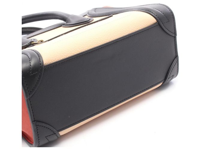 Céline Borsa 2-Way Celine Luggage Nano Shopper Nero Rosso Beige - vista 7