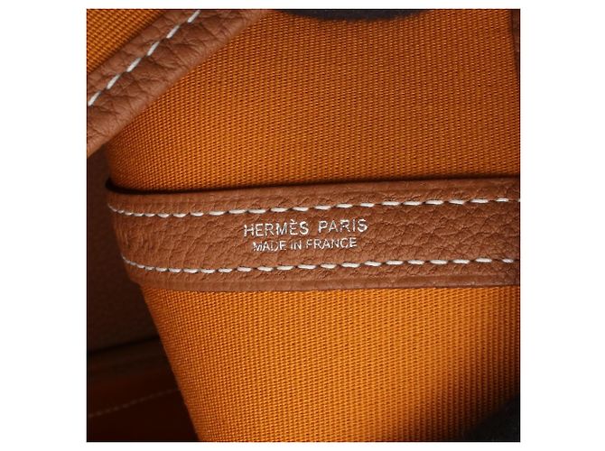 Hermès Borsa Tote Hermes Garden Party PM Marrone D'oro Arancione - vista 4