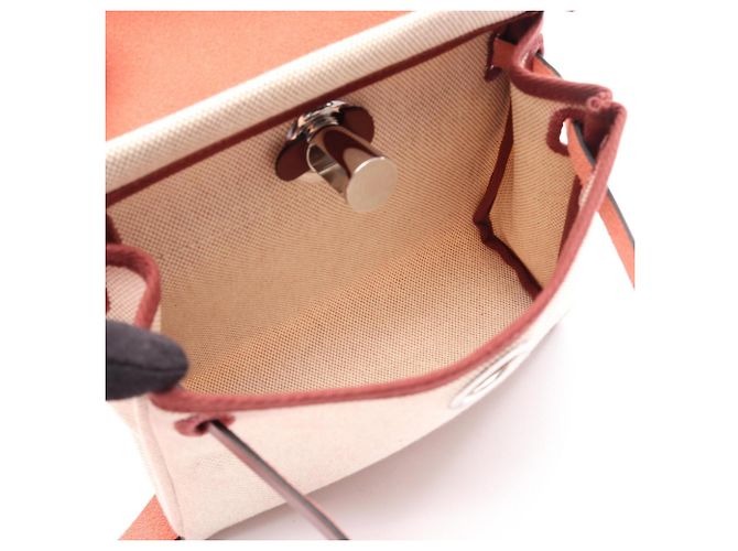 Borsa a tracolla Hermès Herbag Zip Mini Rosso Crudo Bordò - vista 3
