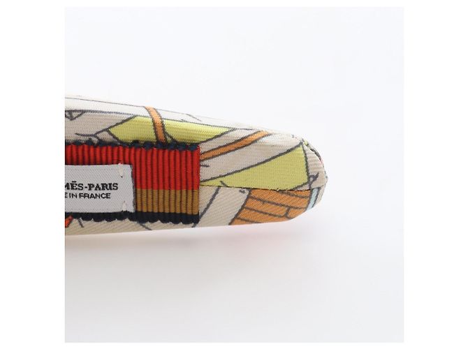 Hermès Foulard per capelli in seta Hermes La Legende Du Cheval Arancione Giallo - vista 4
