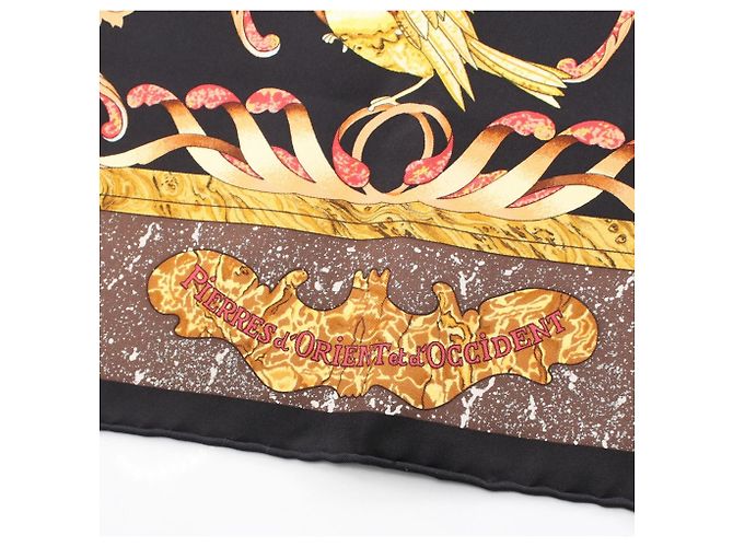 Sciarpa Hermès Carre 90 PIERRES d'Orient et d'OCCIDENT Nero Multicolore Giallo - vista 5