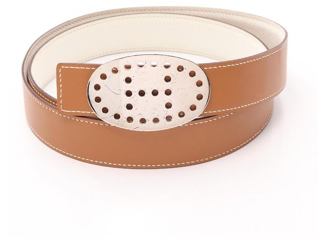 Hermès Hermes Evelyne Reversible Belt Brown Silvery White - view 5