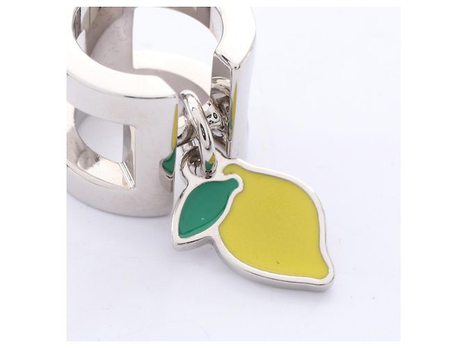 Hermès Accesorio para pañuelo Hermes Twilly Ring Mini H Citron Plata Amarillo - vista 4