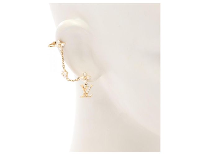 Orecchino Louis Vuitton LV Floragram orecchio destro Bianco D'oro - vista 5