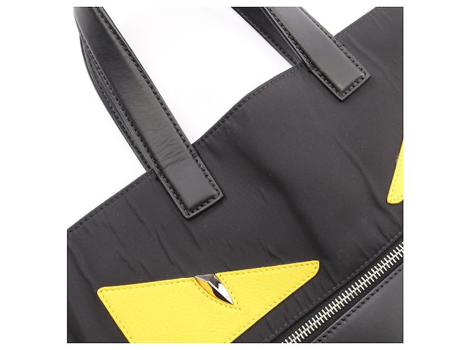 Borsa Tote Fendi Bugs Monster Nero Giallo - vista 6