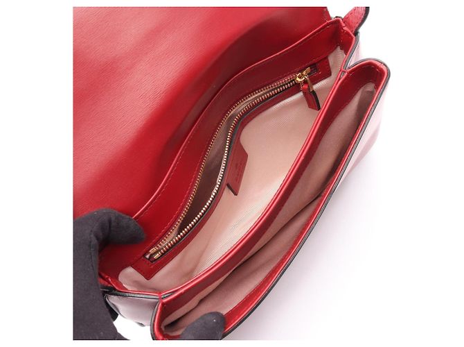 Borsa a Spalla Gucci Ally Small GG Marmont Nero Rosso - vista 3