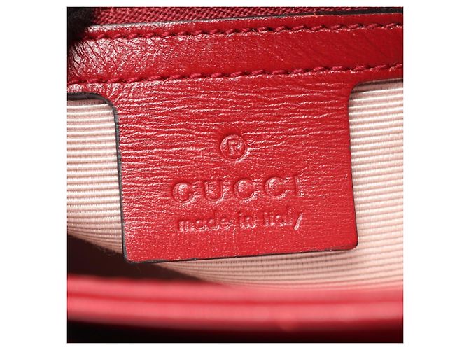 Borsa a Spalla Gucci Ally Small GG Marmont Nero Rosso - vista 4