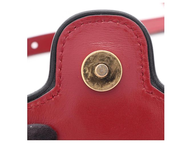 Borsa a Spalla Gucci Ally Small GG Marmont Nero Rosso - vista 6