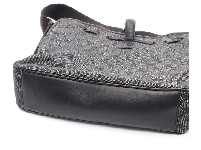 Borsa a Spalla Gucci GG Denim Nero - vista 7