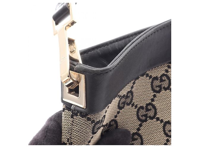 Borsa a Spalla Gucci GG Canvas Nero Beige - vista 13
