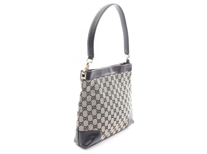 Borsa a Spalla Gucci GG Canvas Nero Beige - vista 2