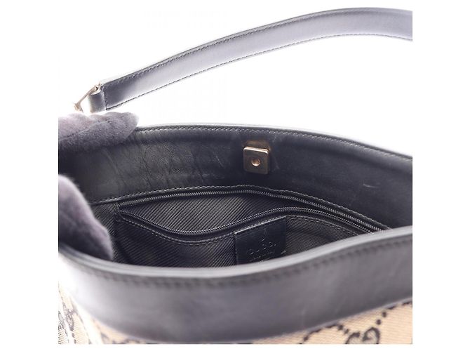 Borsa a Spalla Gucci GG Canvas Nero Beige - vista 5