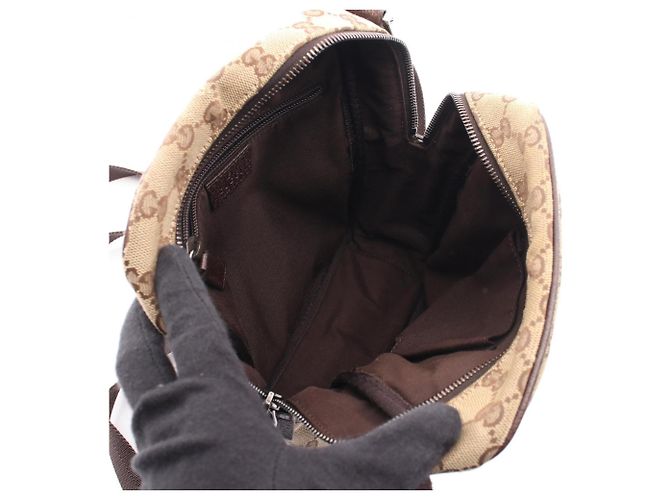Borsa a Spalla Gucci GG Canvas Marrone Beige - vista 3