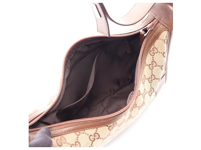 Borsa a tracolla Gucci in tela GG e pelle Marrone Beige - vista 3