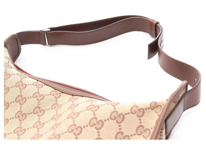 Borsa a tracolla Gucci in tela GG e pelle Marrone Beige - vista 5