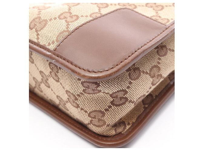 Borsa a tracolla Gucci in tela GG e pelle Marrone Beige - vista 6