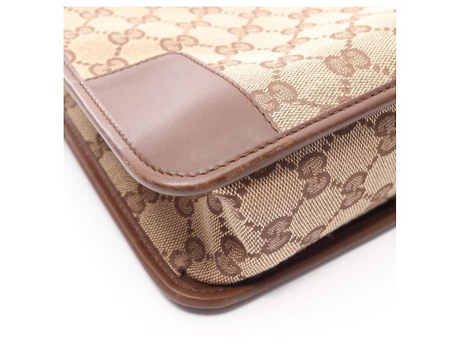 Borsa a tracolla Gucci in tela GG e pelle Marrone Beige - vista 7