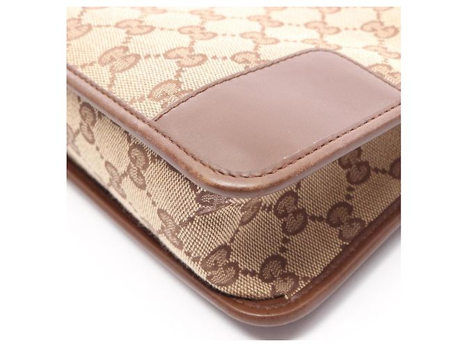 Borsa a tracolla Gucci in tela GG e pelle Marrone Beige - vista 8