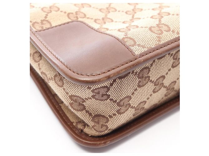 Borsa a tracolla Gucci in tela GG e pelle Marrone Beige - vista 9